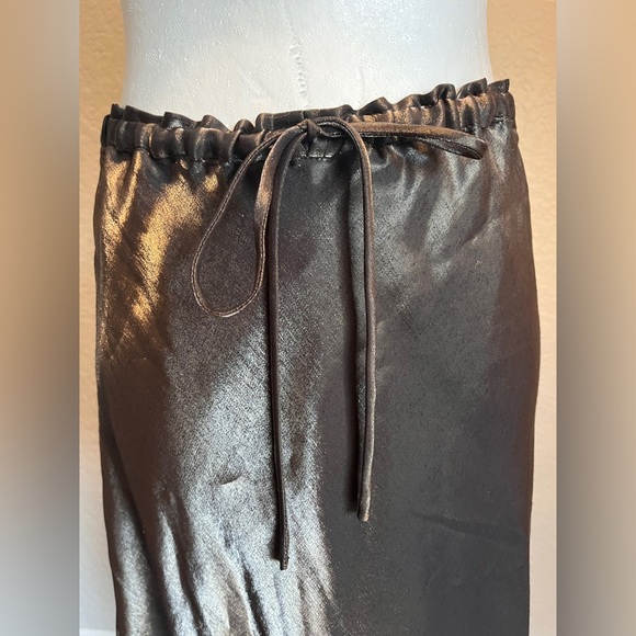 Vintage Jessica McClintock Collections Satin Metallic Black/Green Skirt sz 4 - Picture 4 of 7